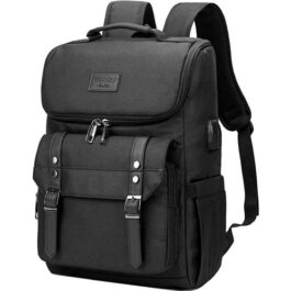 YALUNDISI Vintage Backpack Travel Laptop Backpack with usb Charging Port for Women & Men College Backpack Fits 15.6 Inch Laptop Black