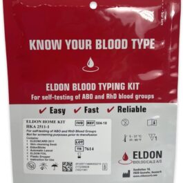 Eldoncard INC Blood Type Test (COMPLETE KIT) – Find out if you are A, B, O, AB & RH- Results in Minutes – Air Sealed Envelope, Safety Lancet, Micropipette, Cleansing Swab – 1 Pack