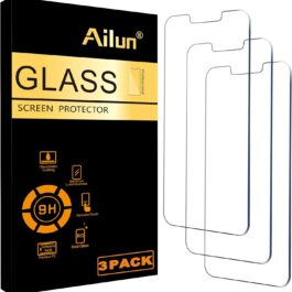 Ailun Glass Screen Protector for iPhone 14 / iPhone 13 / iPhone 13 Pro [6.1 Inch] Display 3 Pack Tempered Glass, Case Friendly