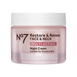 No7 Restore & Renew Multi Action Night Cream for Face & Neck – Nighttime Face Moisturizer with Collagen Peptides – Anti Aging Skin Care for Crepey Skin with Hyaluronic Acid & Ceramides (1.69 Oz)