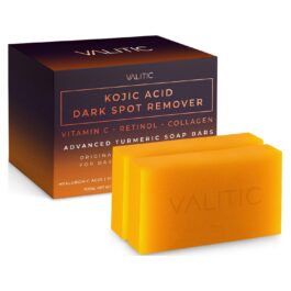 VALITIC Kojic Acid Dark Spot Remover Soap Bars with Vitamin C, Retinol, Collagen, Turmeric – Original Japanese Complex Infused with Hyaluronic Acid, Vitamin E, Shea Butter, Castile Olive Oil (2 Pack)
