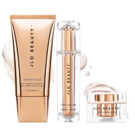 JLO BEAUTY That JLo Starter Skin Care Kit Includes Gel Cream Face Cleanser, 5 oz, Face Moisturizer Cream, 1.7 oz, Facial Serum, 1 oz, Gently Tightens, Clears, and Hydrates for Smooth, Radiant Skin
