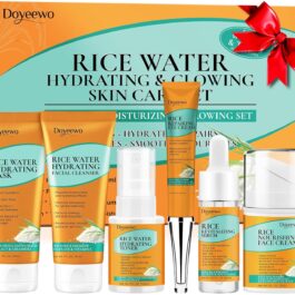 Skin Care Set,Women Teen Glass Skincare Rice Water Hydrate Glow Repair Anti-Aging Facial Routine Kit Gift Set for Womens Mom Wife Teenager Girl Birthday Trendy Stuff Christmas Gifts Stocking Stuffers