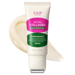 CKD Retino Collagen Gua Sha Neck Cream – Firming Cream for Neck and Jawline Tightening, Lifting, and Wrinkle Reduction with Stainless Steel Roller. Korean Skin Care,1.69 fl oz.