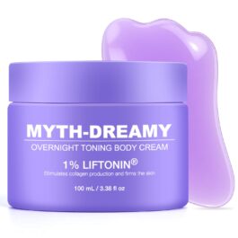 Overnight Toning Body Cream with Gua Sha Tool, Firming Lotion for Loose Skin & Improve Cellulite Appearance, Skin Tightening Cream for body, Belly, Arms, Thighs – 3.38 fl.oz
