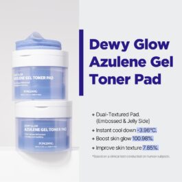 PONGDANG Dewy Glow Azulene Gel Toner Pad | Cooling Calm | Korean Gel Toner Pads with Guai Azulen, Chamomile | Soothing, Radiance & Uneven Skin Tone | Korean Skin Care