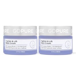 goPure Tighten & Lift Neck & Chest Moisturizer Cream for Visibly Firming, Tightening and Lifting Wrinkles & Crepey Skin, 1.7oz – Pack of 2