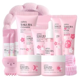Sakura Skincare Set for Women Teen Girl Gifts Birthday – Skin Care for Teens 10-12 – Skin Care Kit – Skin Care Routine Kit for Women – Mother’s Day Gifts for Mom – Skin Care Set with Cleanser,Serum