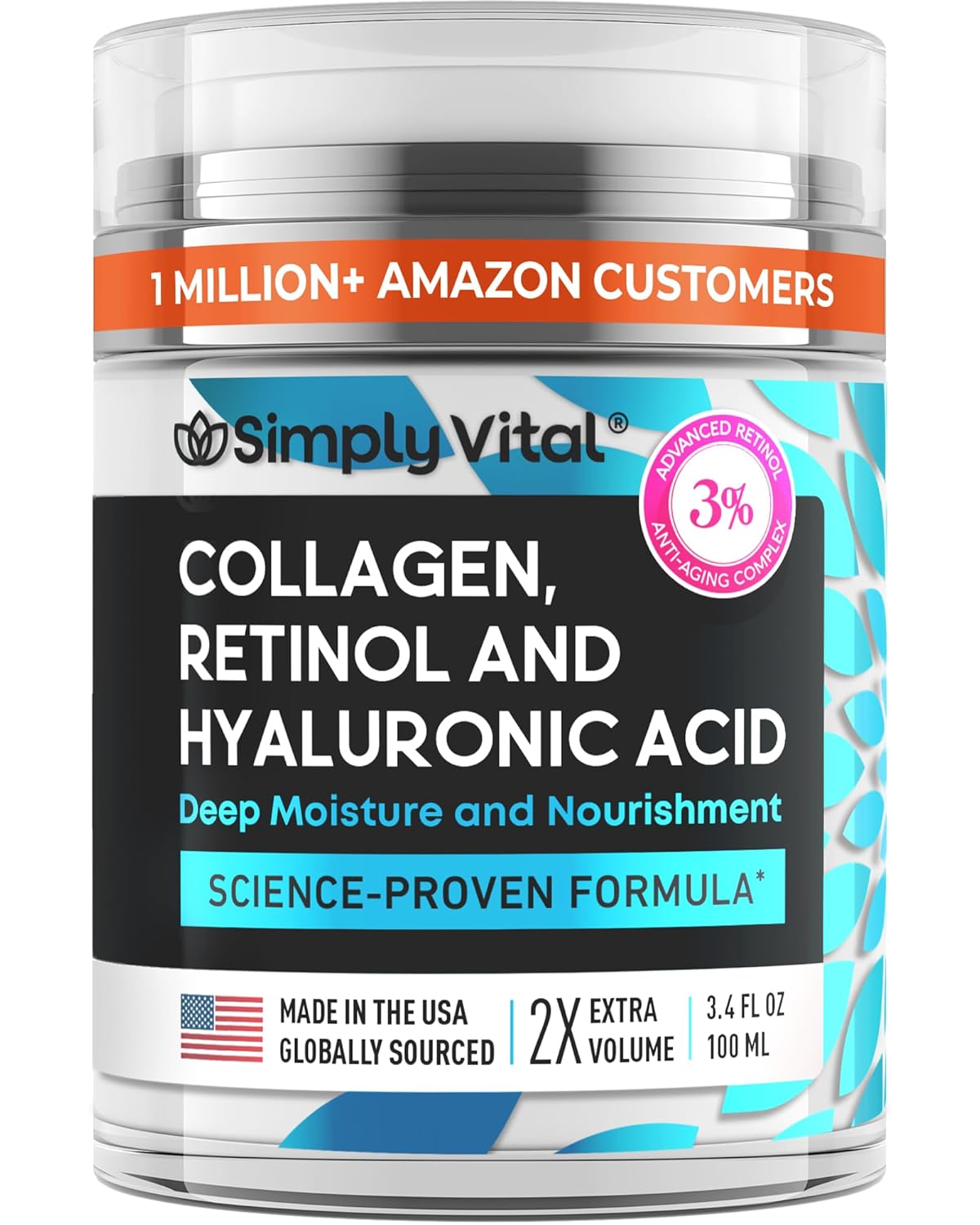 SimplyVital-Collagen-Retinol-Hyaluronic-Acid-Cream-Anti-Aging-Retinol-Cream-for-Face-Neck-Decollete-Made-in-USA-Daily-Moisturizer-Face-Cream-3.38-fl-oz.jpg SimplyVital Collagen Retinol Hyaluronic Acid Cream Anti Aging Retinol Cream for Face Neck Decollete Made in USA Daily Moisturizer Face Cream 3.38 fl oz