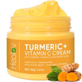 Turmeric Face Cream for Face & Body – All Natural Turmeric Skin Brightening Lotion – Cleanses Skin, Fights Acne, Evens Tone, Fades Scars, Sun Damage, & Age Spots – Pure Turmeric Cream with Vitamin C