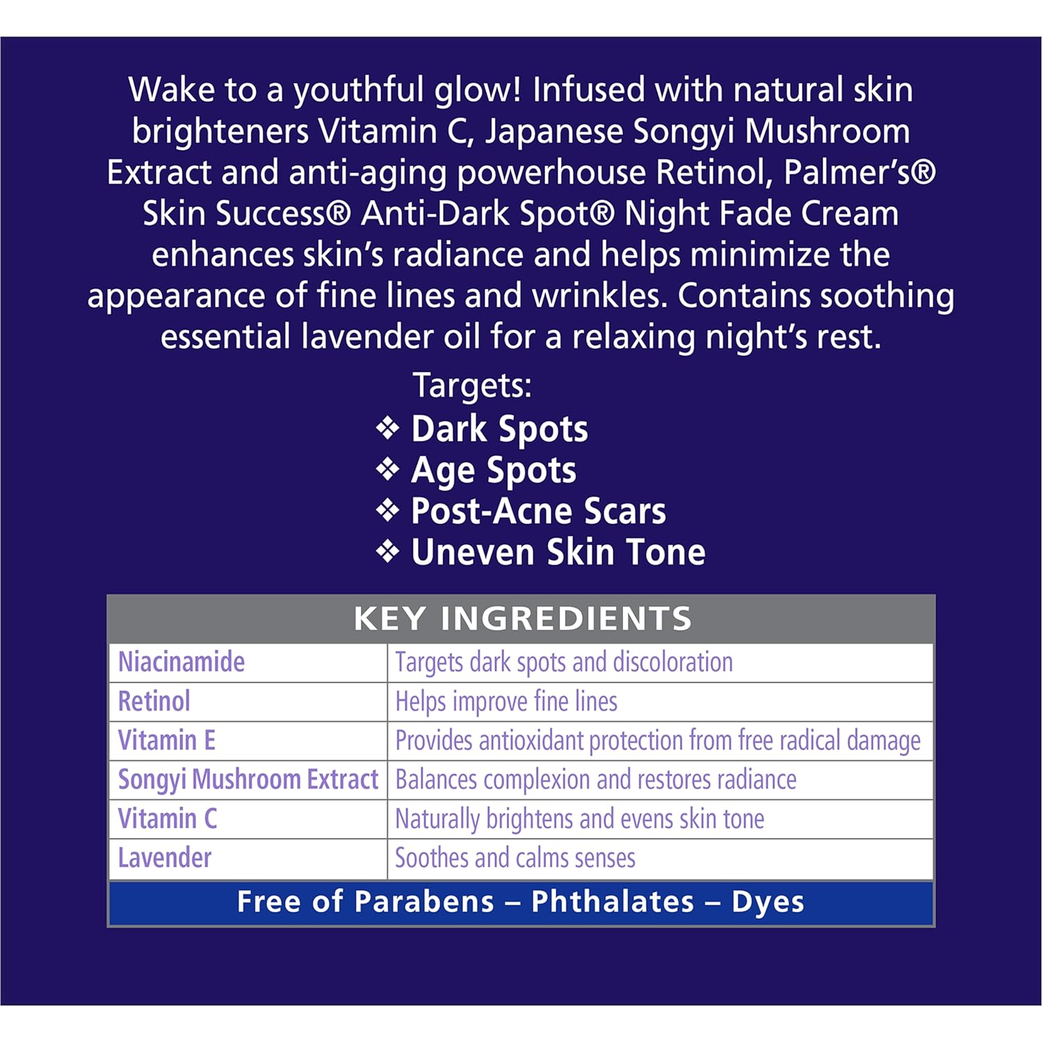 1762012698_Palmers-Skin-Success-Anti-Dark-Spot-Nighttime-Fade-Cream-with-Retinol-Niacinamide-Dark-Spot-Corrector-for-Face-Night-Moisturizer-Helps-Reduce-Dark-Spots-Fine-Lines-Wrinkles-2.7-Ounce.jpg 1762012698 Palmers Skin Success Anti Dark Spot Nighttime Fade Cream with Retinol Niacinamide Dark Spot Corrector for Face Night Moisturizer Helps Reduce Dark Spots Fine Lines Wrinkles 2.7 Ounce